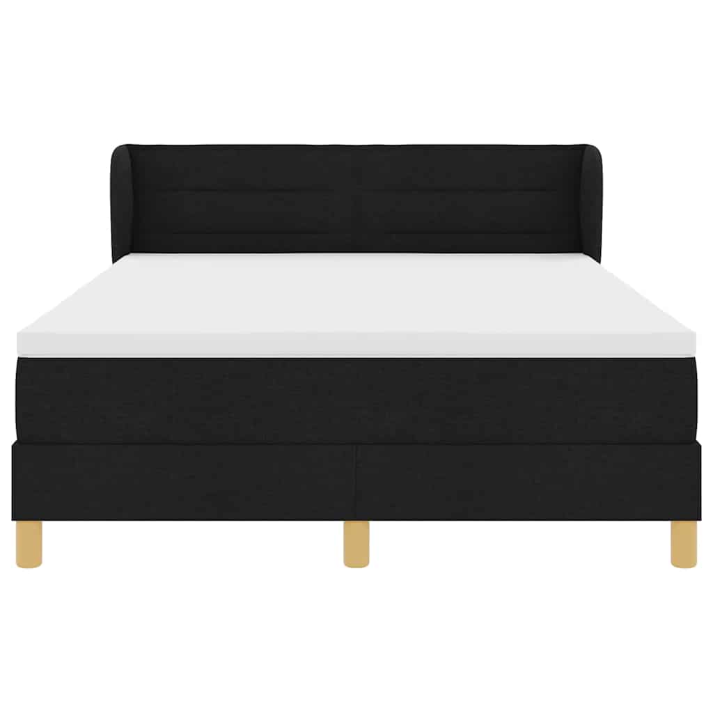 vidaXL Boxspringbett mit Matratze Schwarz 140 x 190 cm Stoff