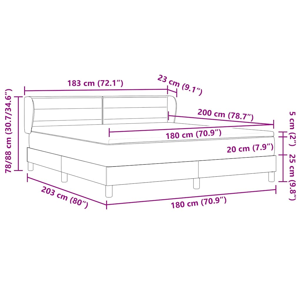 Boxspringbett mit Matratze Hellgrau 180 x 200 cm Stoff