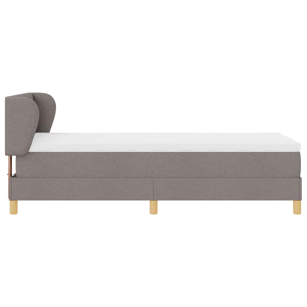 vidaXL Boxspringbett mit Matratze mit Kopfteil Taupe 90 x 190 cm Stoff