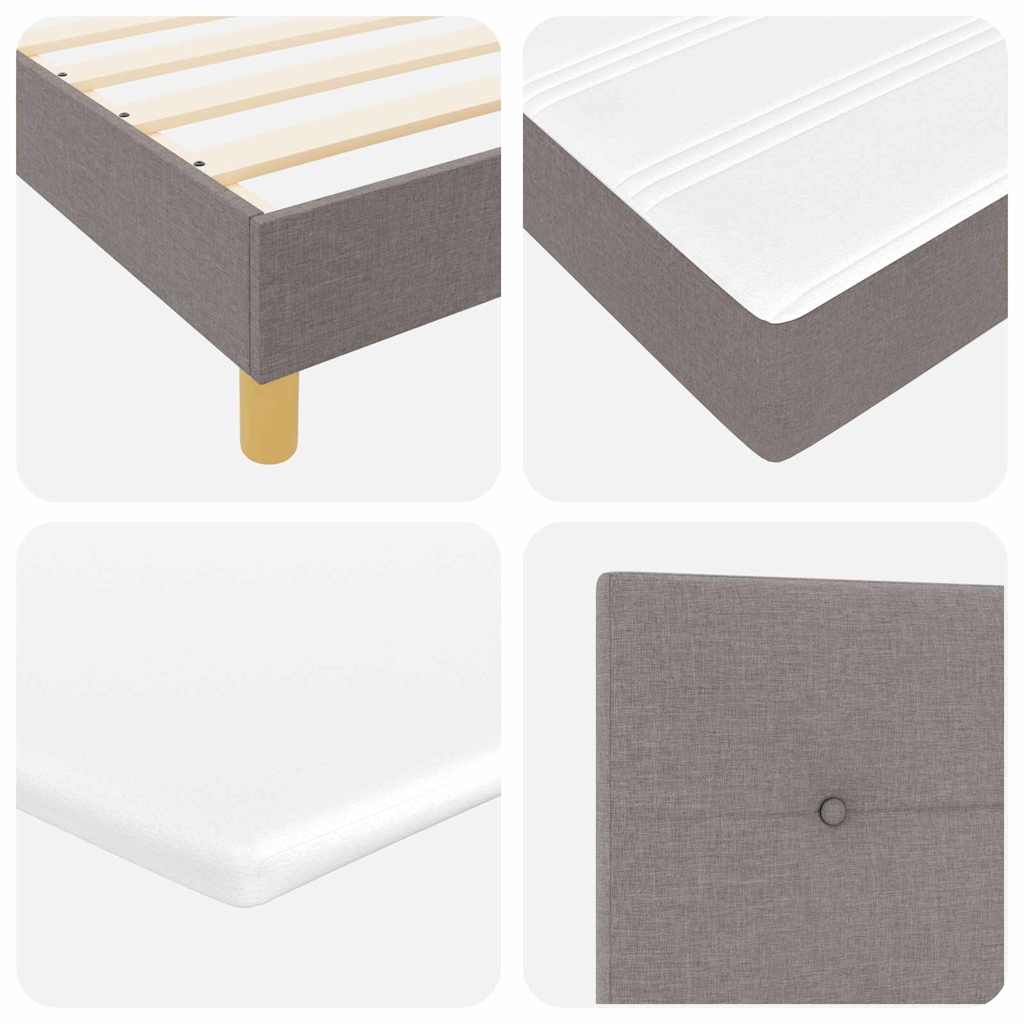 vidaXL Boxspringbett mit Matratze mit Kopfteil Taupe 90 x 200 cm Stoff