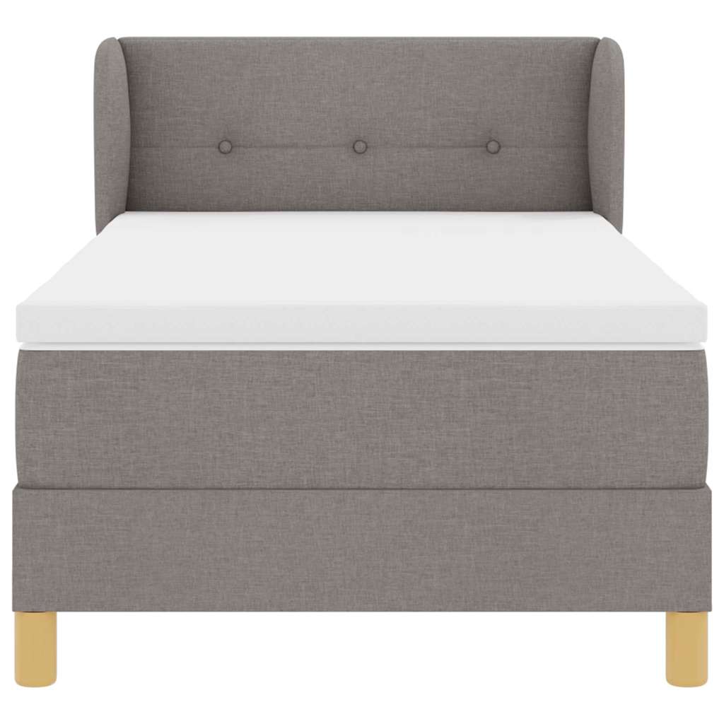 vidaXL Boxspringbett mit Matratze mit Kopfteil Taupe 90 x 200 cm Stoff