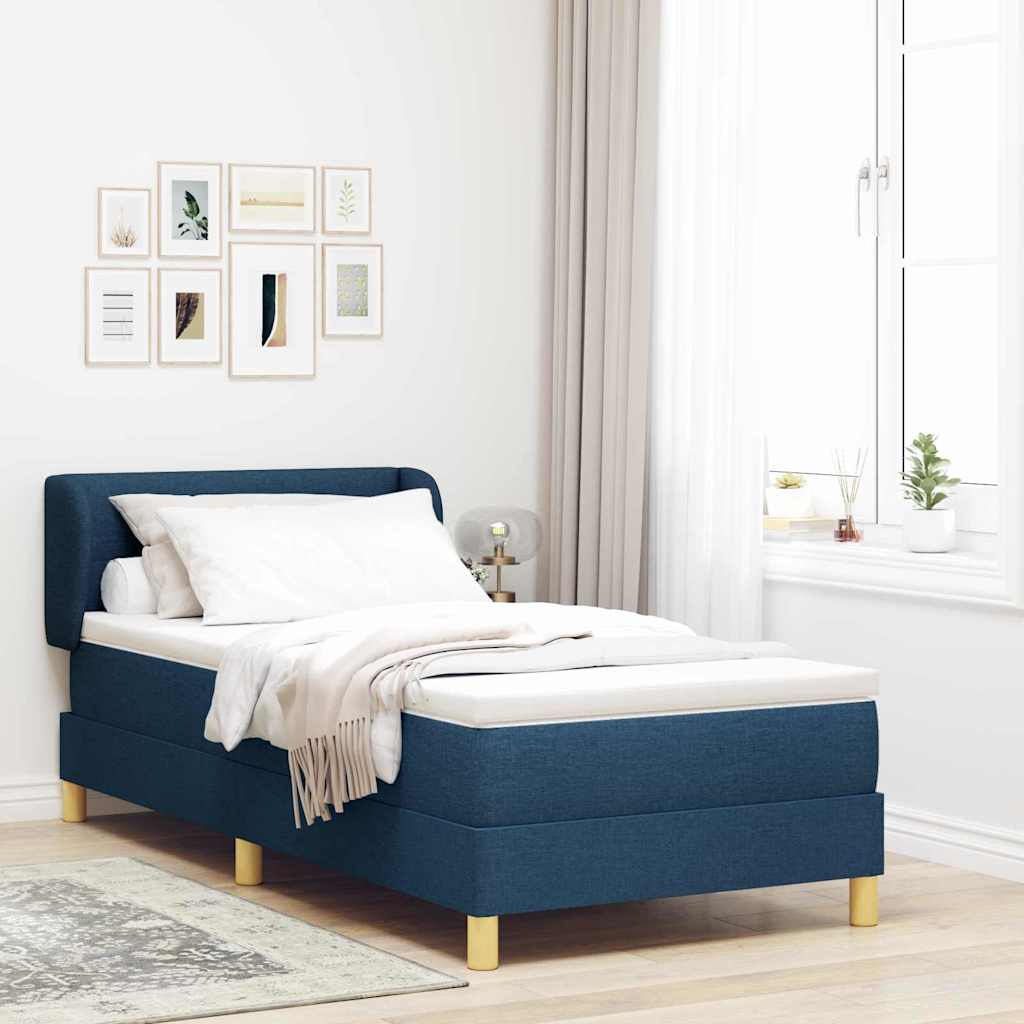 Boxspringbett mit Matratze mit Kopfteil Blau 90 x 200 cm Stoff