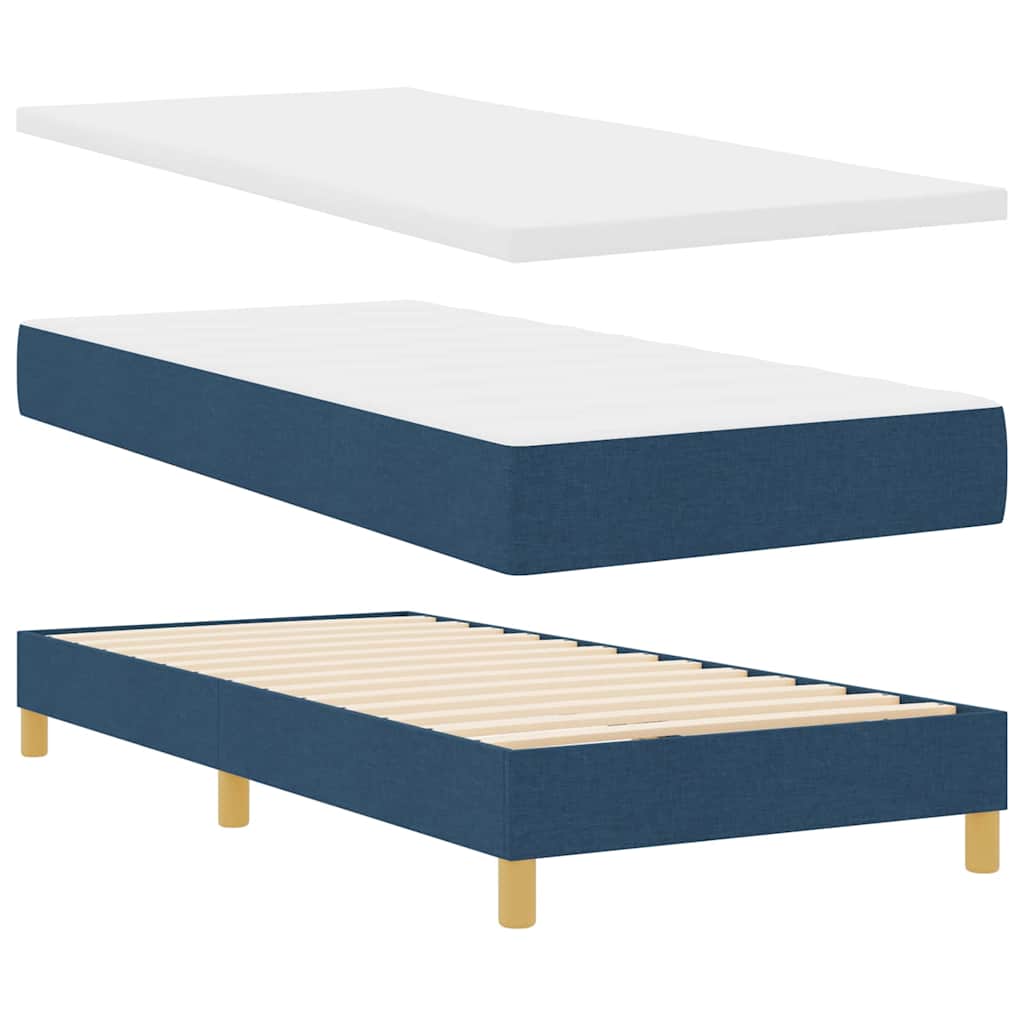 Boxspringbett mit Matratze mit Kopfteil Blau 90 x 200 cm Stoff