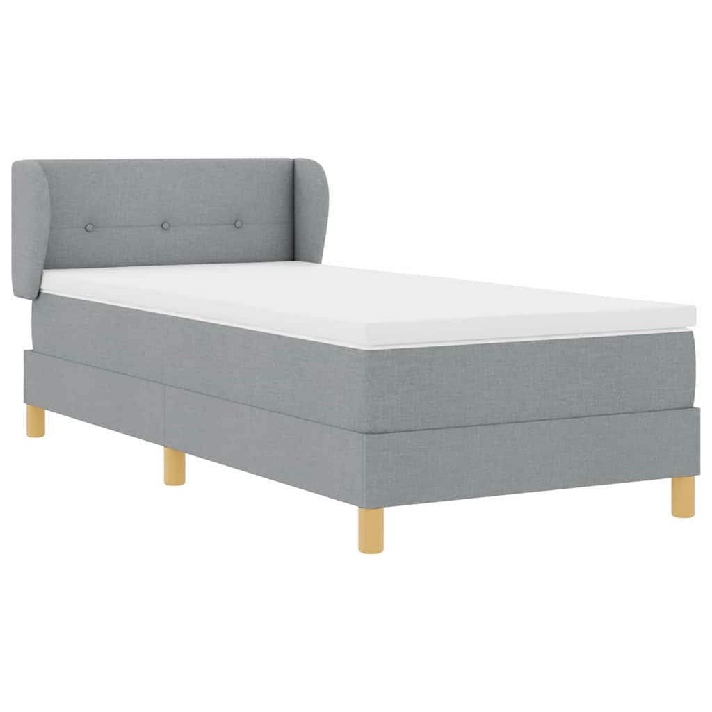 Boxspringbett mit Matratze Hellgrau 100 x 200 cm Stoff