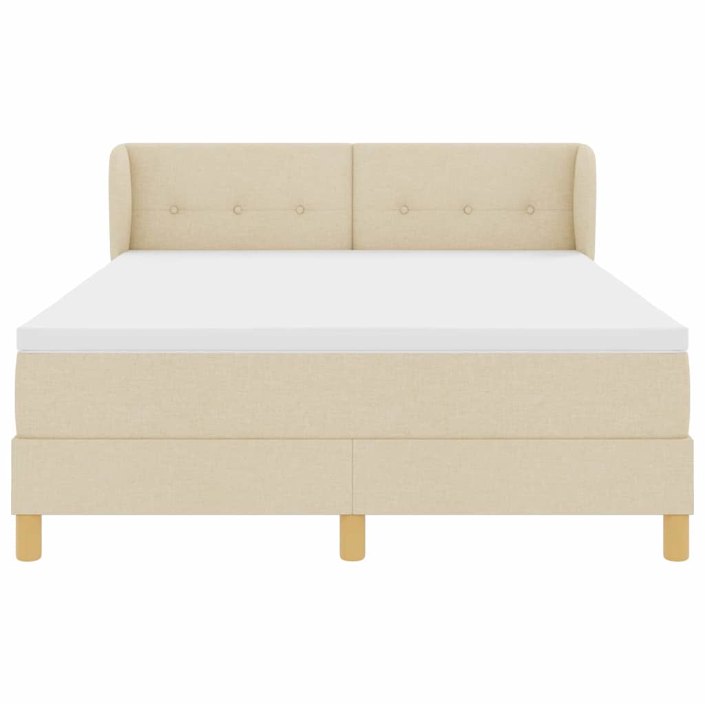Boxspringbett mit Matratze Creme 140 x 190 cm Stoff