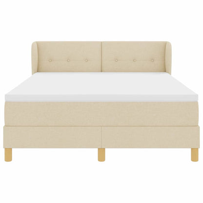 Boxspringbett mit Matratze Creme 140 x 190 cm Stoff