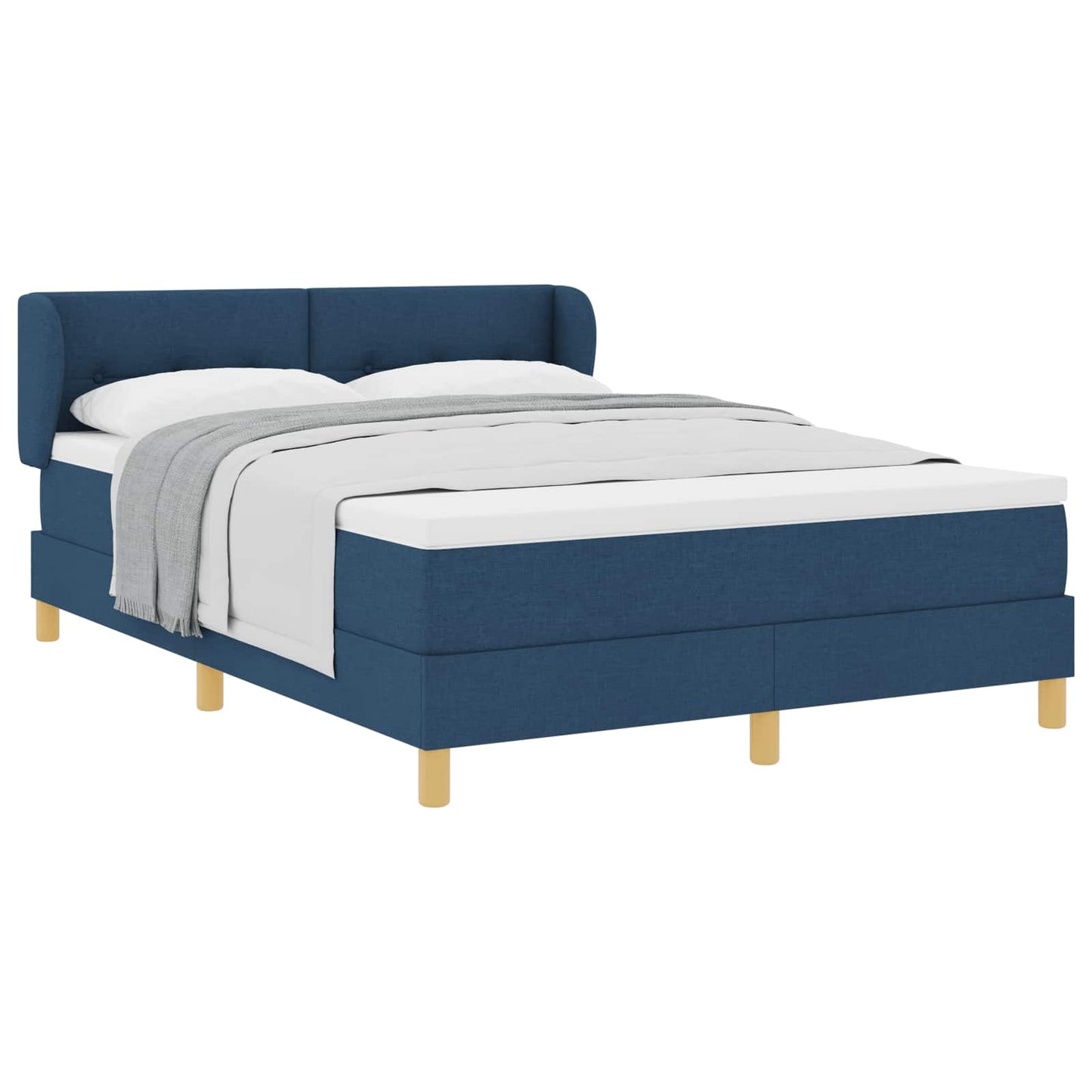 Boxspringbett mit Matratze mit Kopfteil Blau 160 x 200 cm Stoff