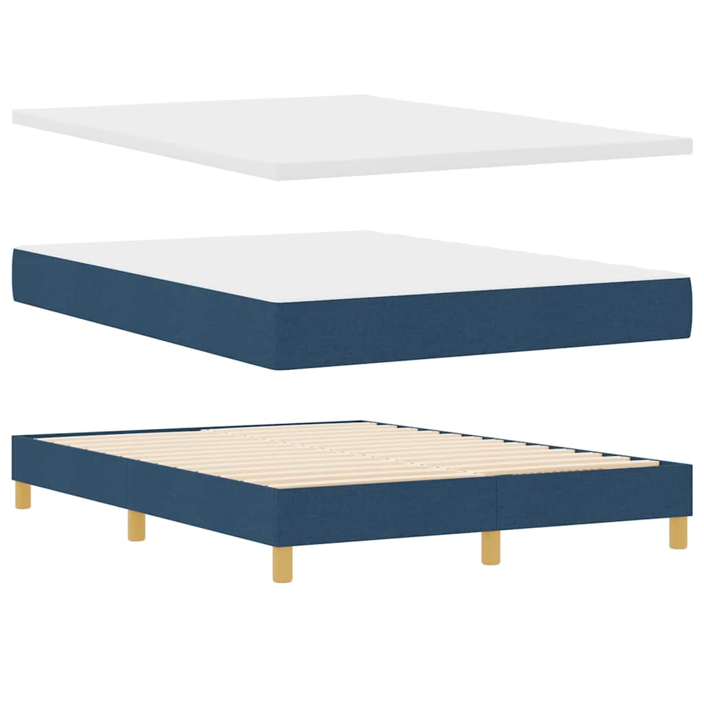 Boxspringbett mit Matratze mit Kopfteil Blau 160 x 200 cm Stoff