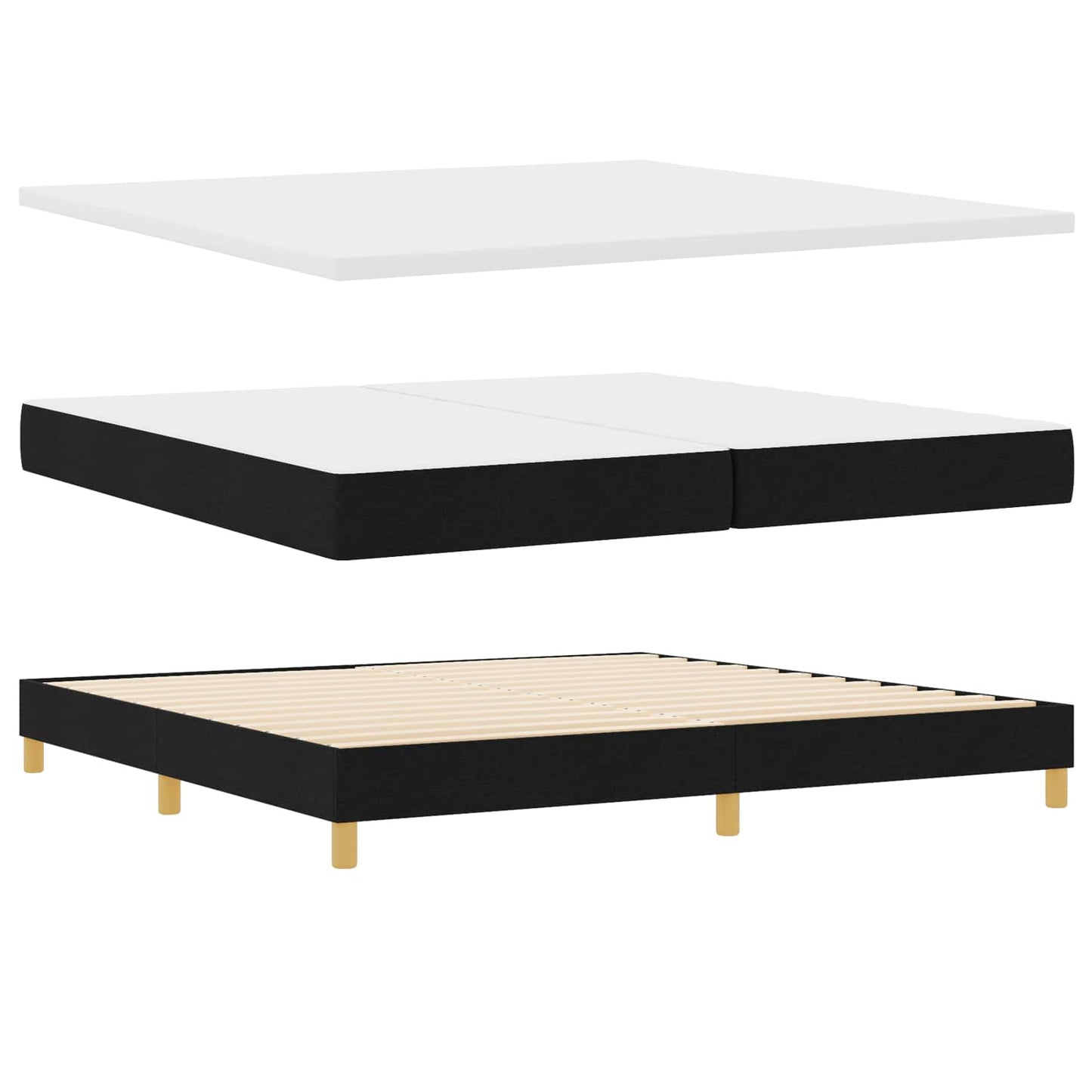 vidaXL Boxspringbett mit Matratze Schwarz 200 x 200 cm Stoff