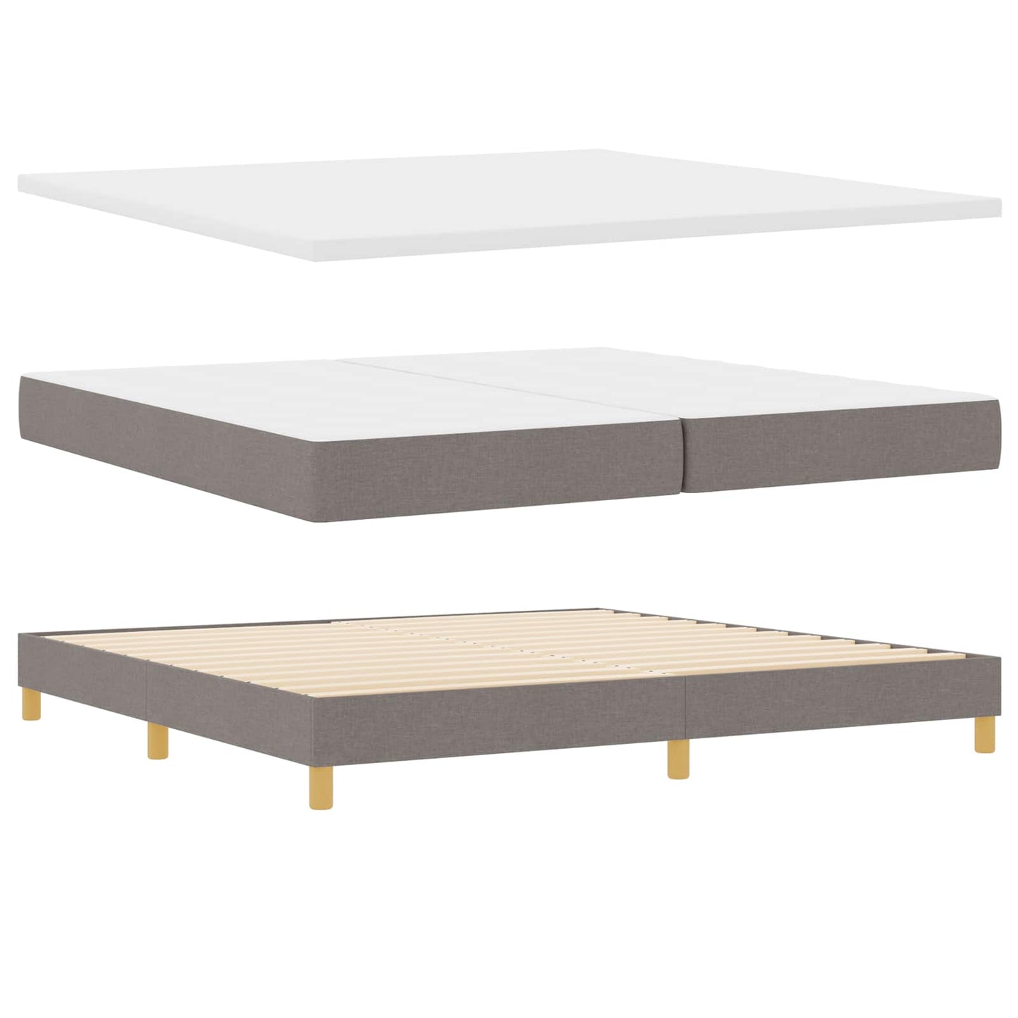 Boxspringbett mit Matratze Taupe 200 x 200 cm Stoff