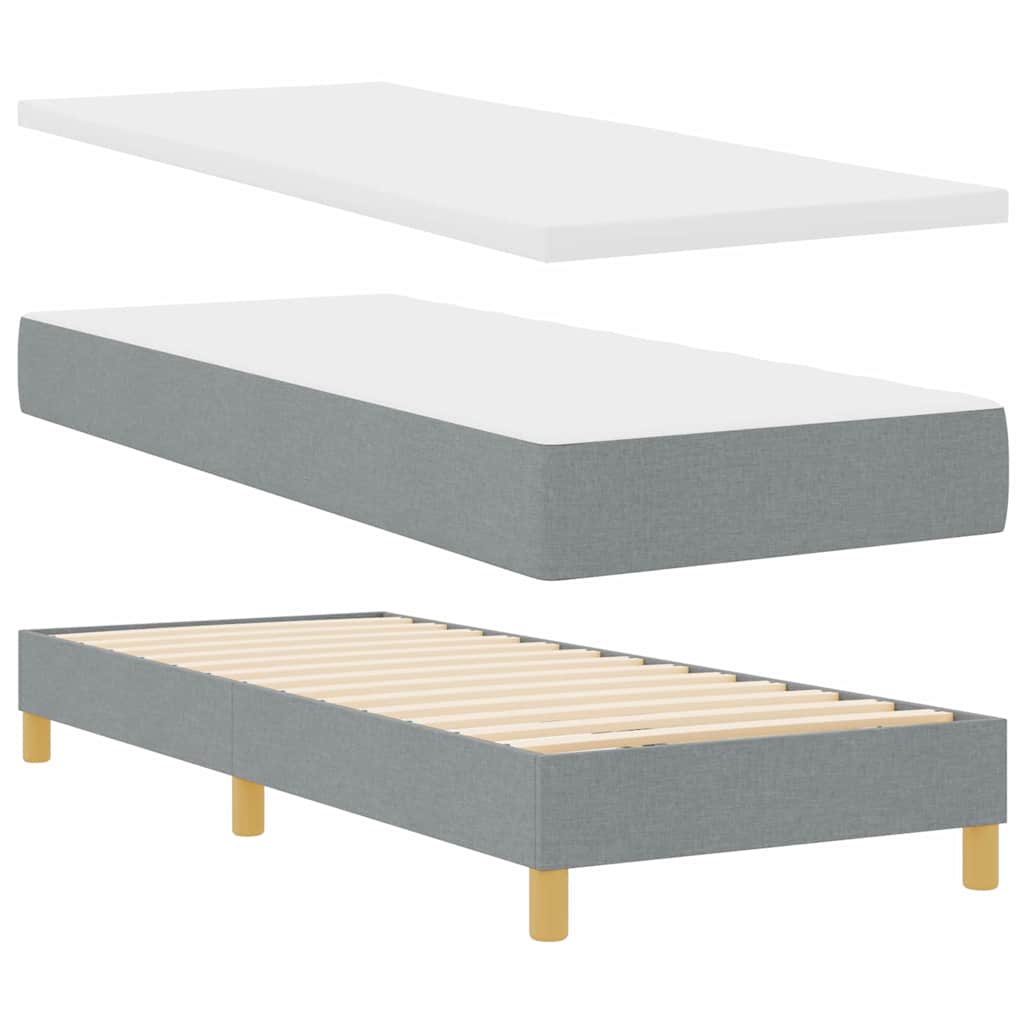 Boxspringbett mit Matratze Hellgrau 80 x 200 cm Stoff