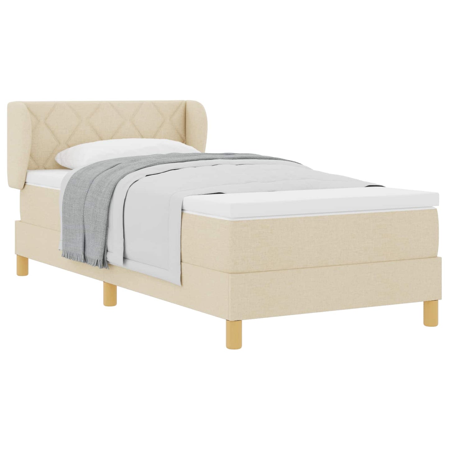 Boxspringbett mit Matratze mit Kopfteil Creme 90 x 190 cm Stoff