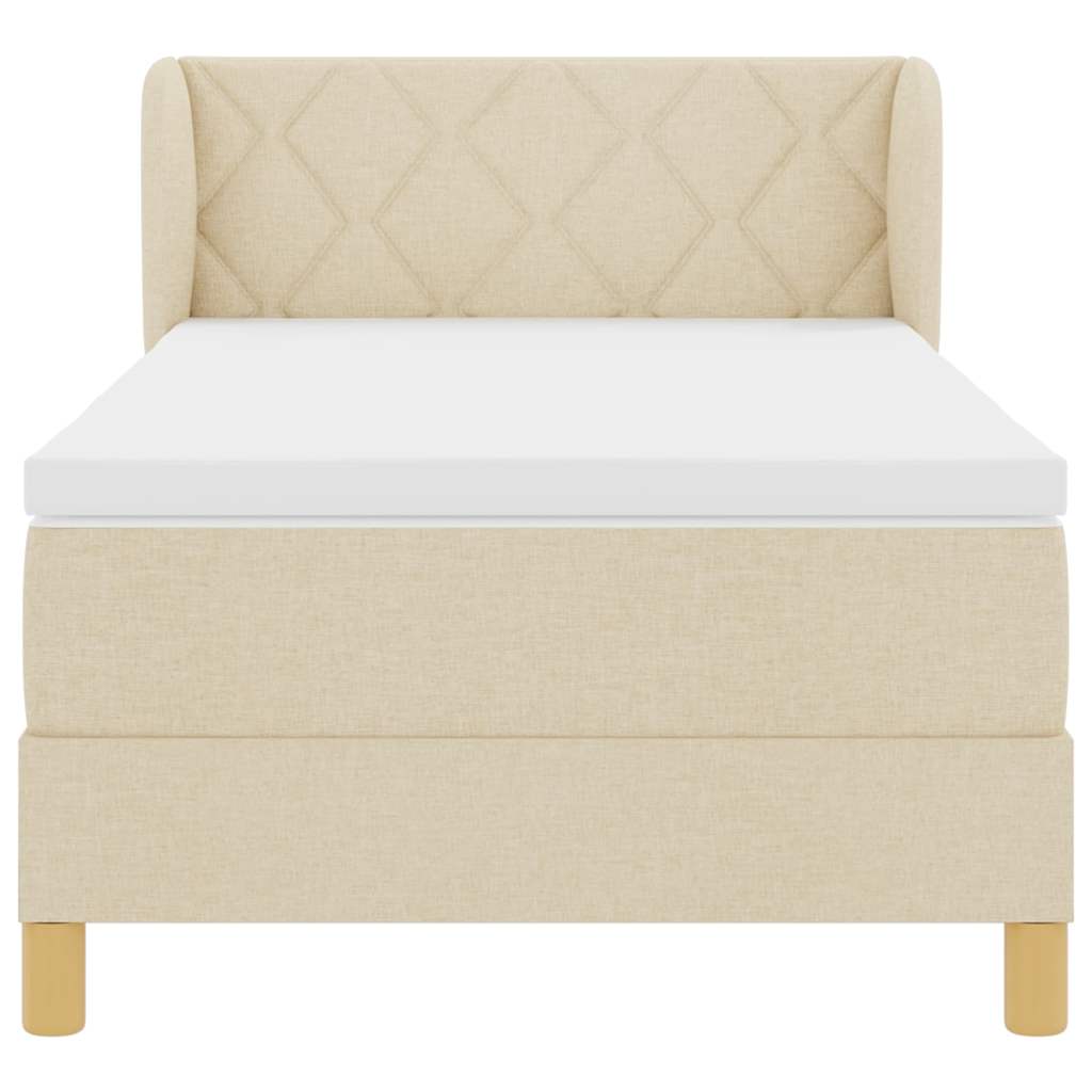 Boxspringbett mit Matratze mit Kopfteil Creme 90 x 190 cm Stoff