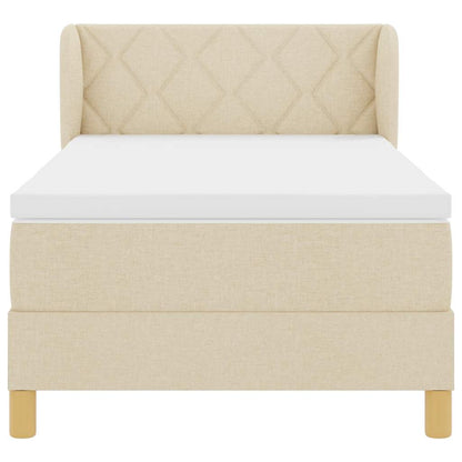 Boxspringbett mit Matratze mit Kopfteil Creme 90 x 190 cm Stoff