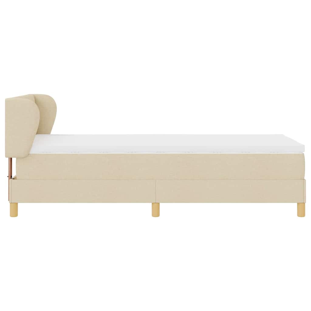 Boxspringbett mit Matratze mit Kopfteil Creme 90 x 190 cm Stoff