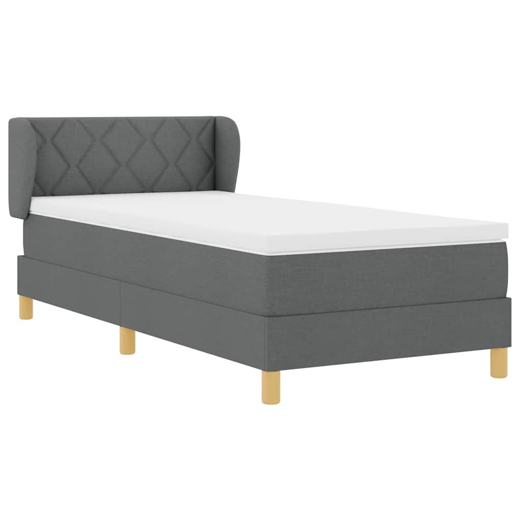 Boxspringbett mit Matratze Dunkelgrau 100 x 200 cm Stoff
