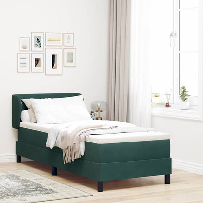 vidaXL Boxspringbett mit Matratze Dunkelgrün 80 x 200 cm Samt