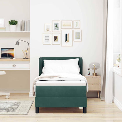 vidaXL Boxspringbett mit Matratze Dunkelgrün 80 x 200 cm Samt