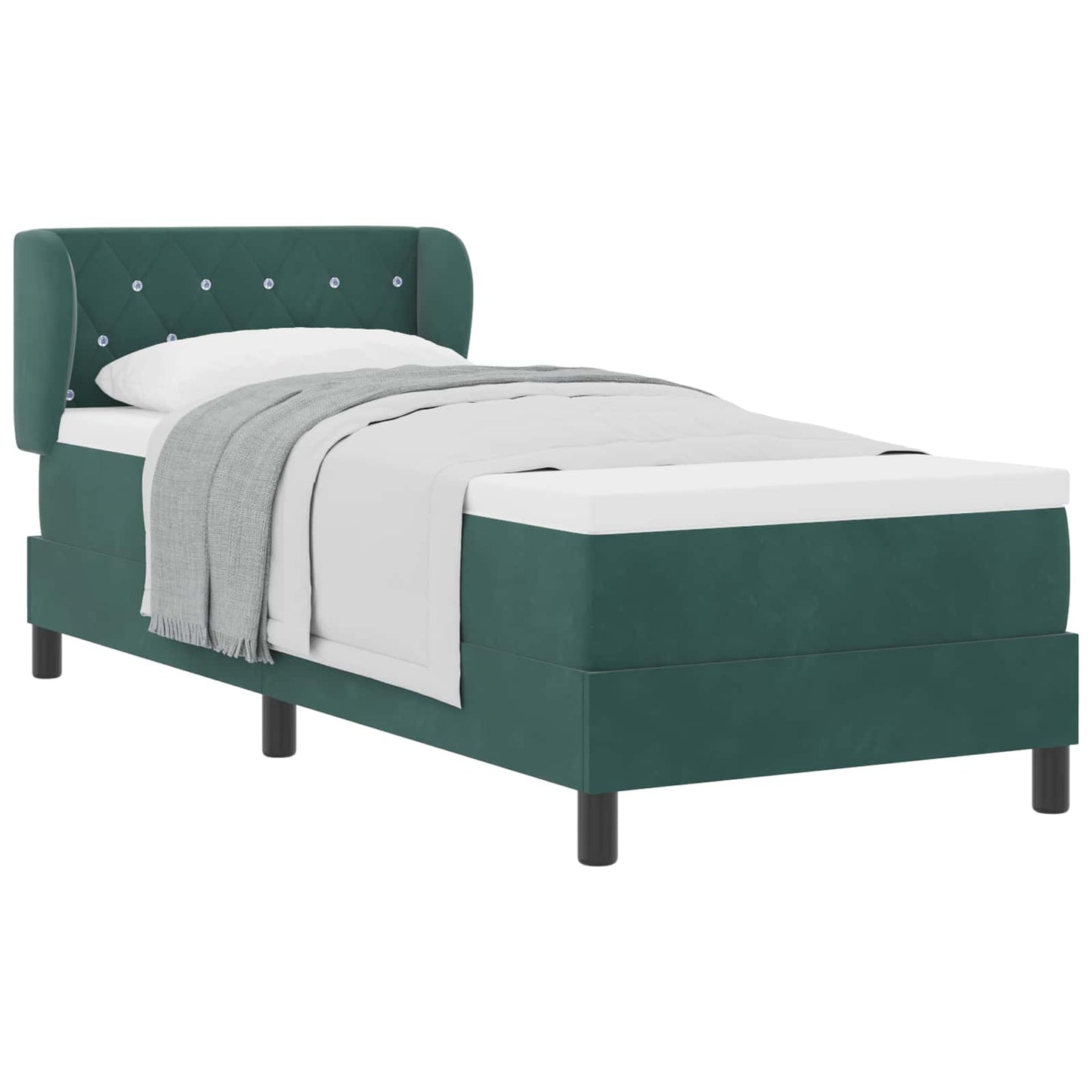 vidaXL Boxspringbett mit Matratze Dunkelgrün 80 x 200 cm Samt