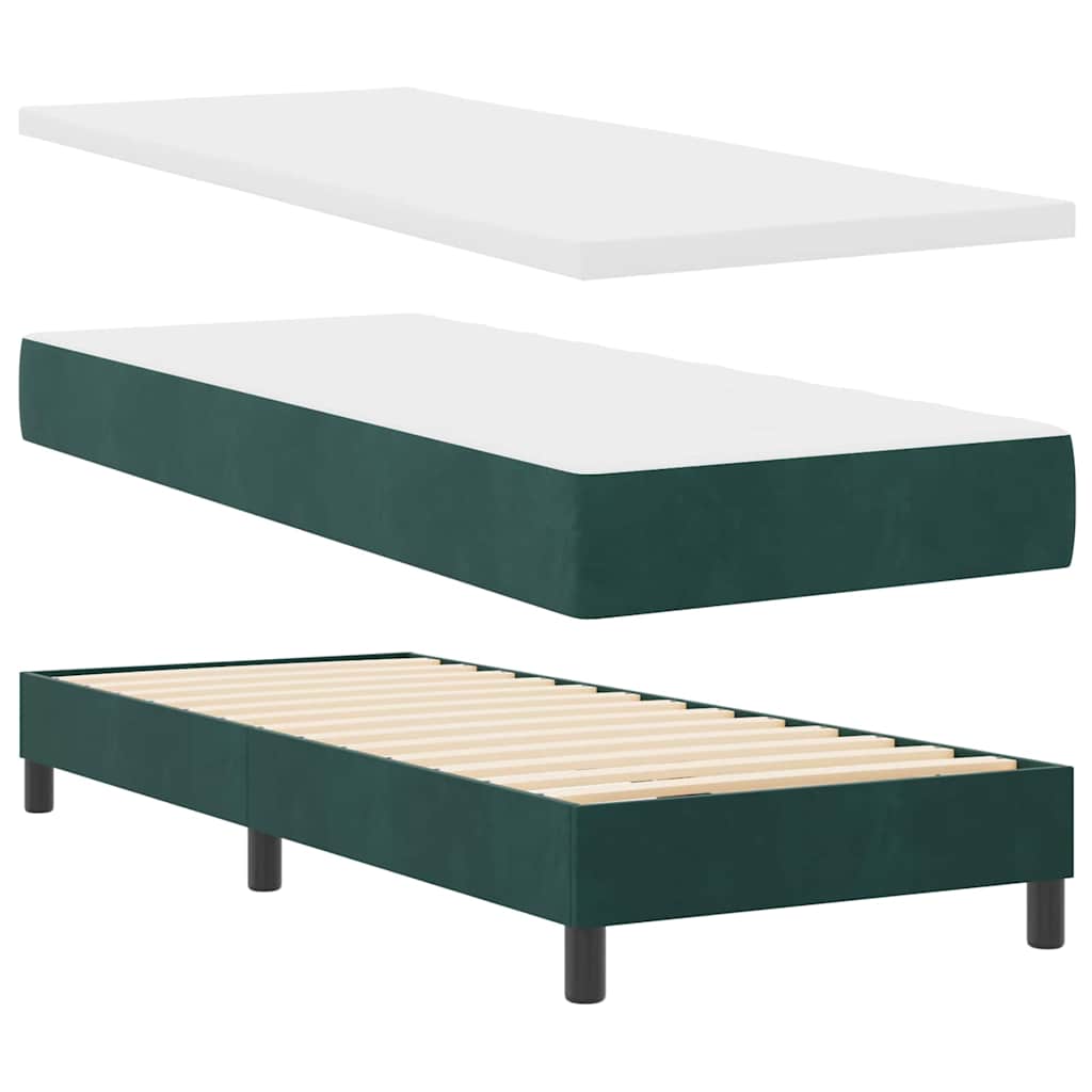 vidaXL Boxspringbett mit Matratze Dunkelgrün 80 x 200 cm Samt
