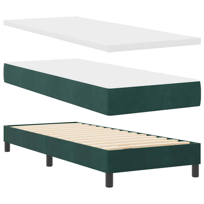 vidaXL Boxspringbett mit Matratze Dunkelgrün 80 x 200 cm Samt