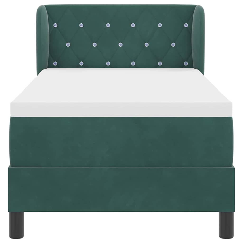 vidaXL Boxspringbett mit Matratze Dunkelgrün 80 x 200 cm Samt
