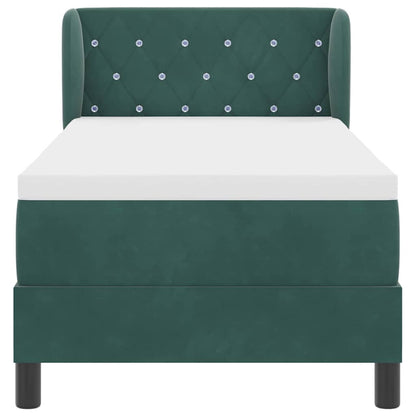 vidaXL Boxspringbett mit Matratze Dunkelgrün 80 x 200 cm Samt