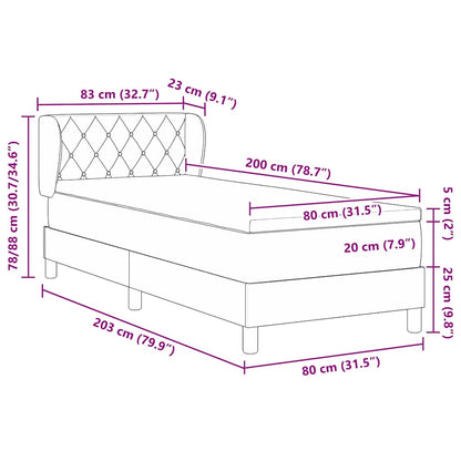 vidaXL Boxspringbett mit Matratze Dunkelgrün 80 x 200 cm Samt