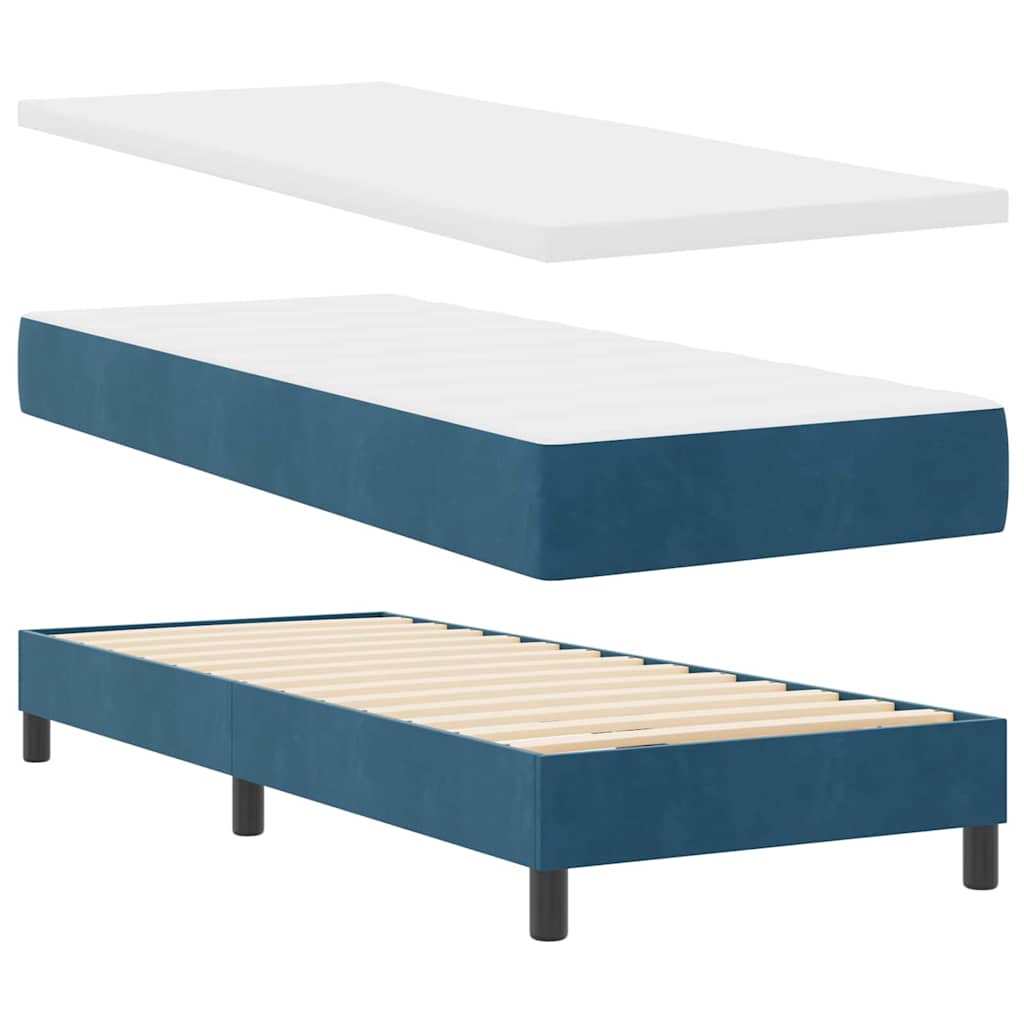 Boxspringbett mit Matratze Dunkelblau 80 x 200 cm Samt