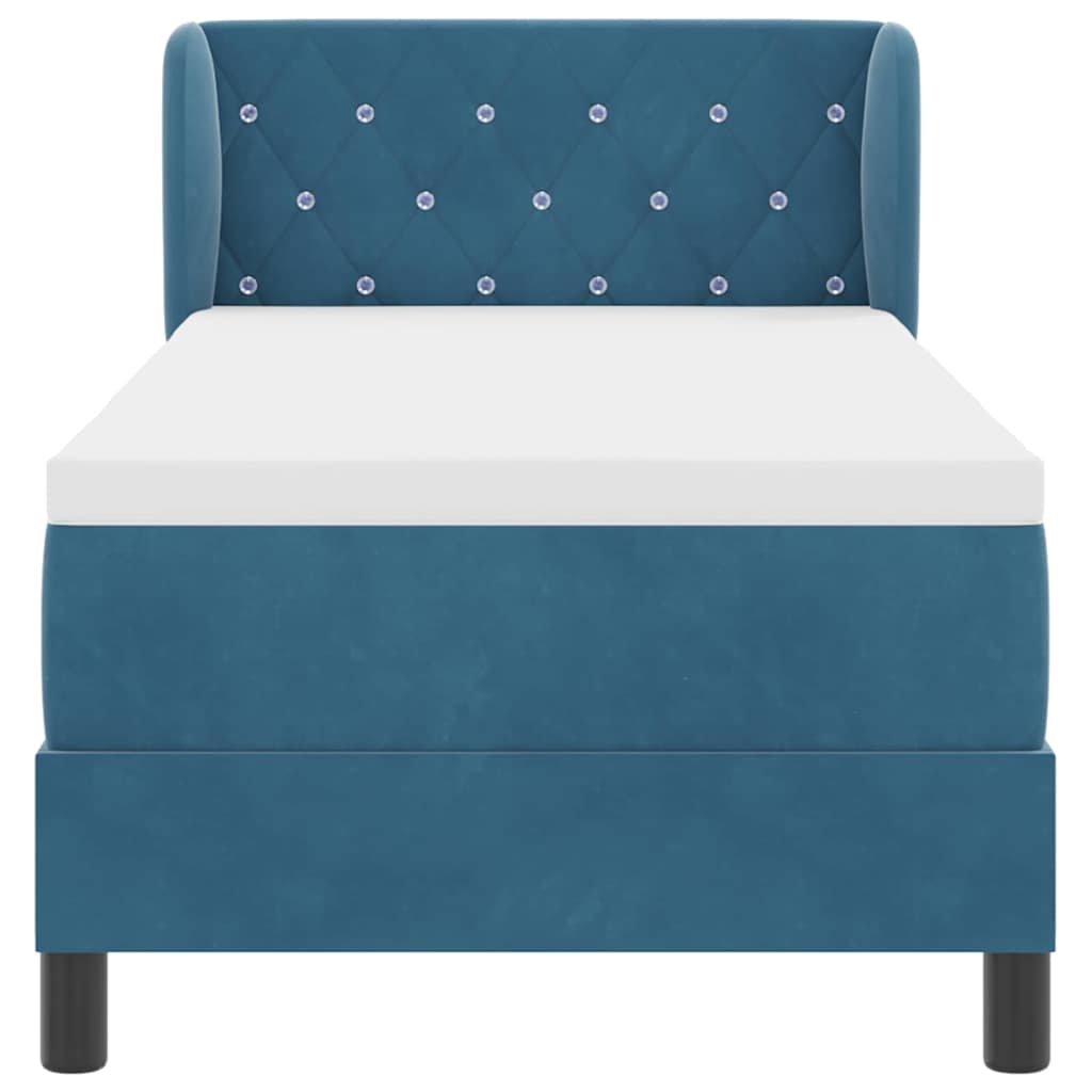 Boxspringbett mit Matratze Dunkelblau 80 x 200 cm Samt