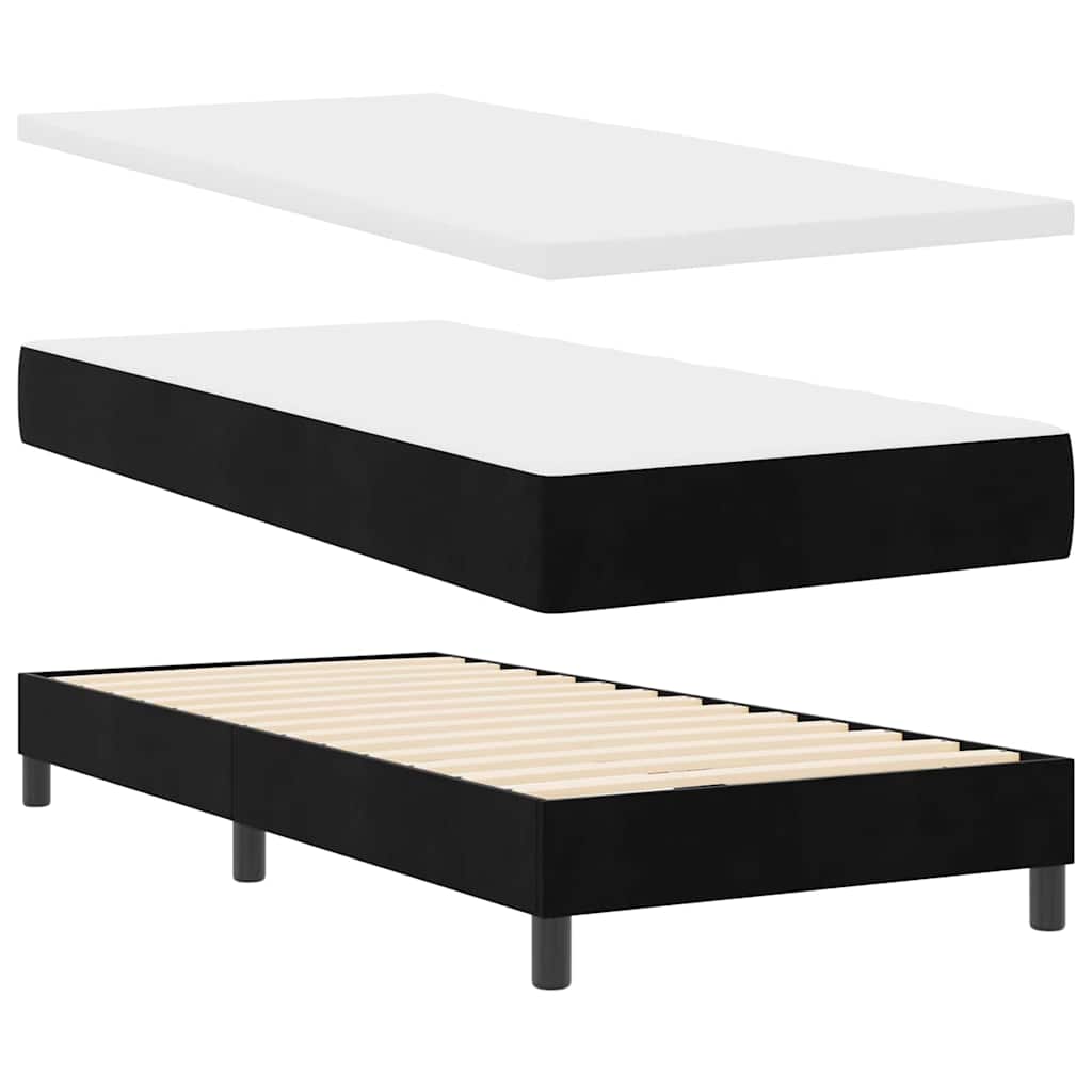 Boxspringbett mit Matratze Schwarz 90 x 190 cm Samt