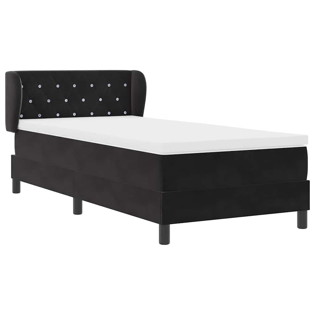 Boxspringbett mit Matratze Schwarz 90 x 190 cm Samt