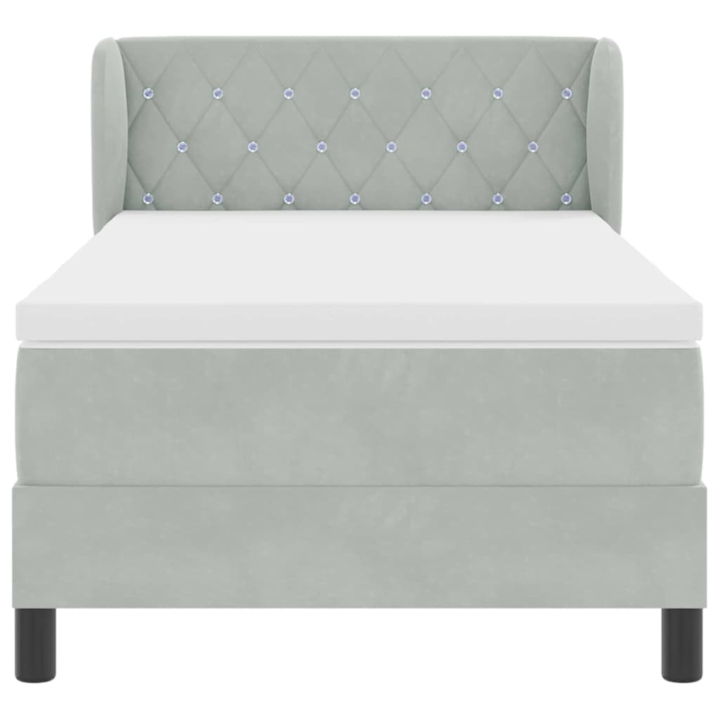 Boxspringbett mit Matratze Hellgrau 90 x 200 cm Samt