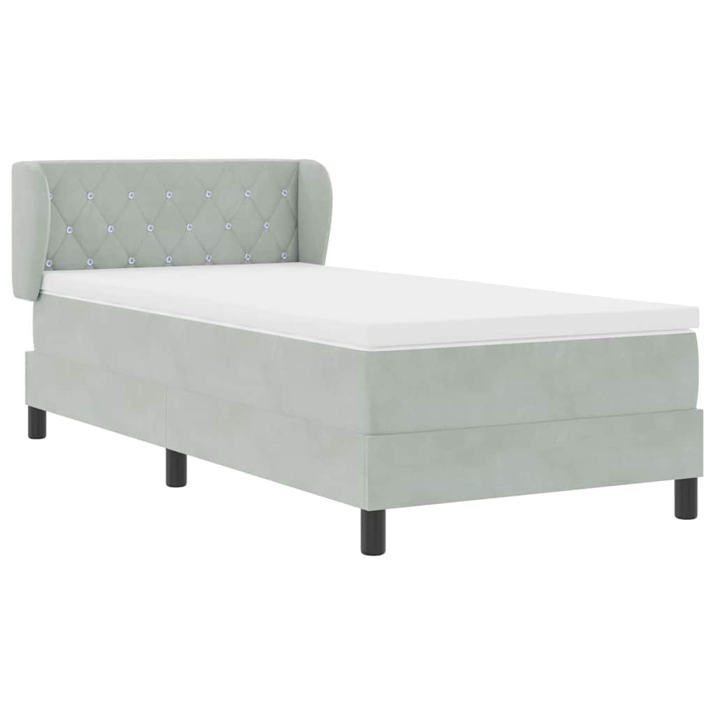 Boxspringbett mit Matratze Hellgrau 100 x 200 cm Samt
