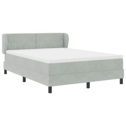 Boxspringbett mit Matratze Hellgrau 140 x 190 cm Samt