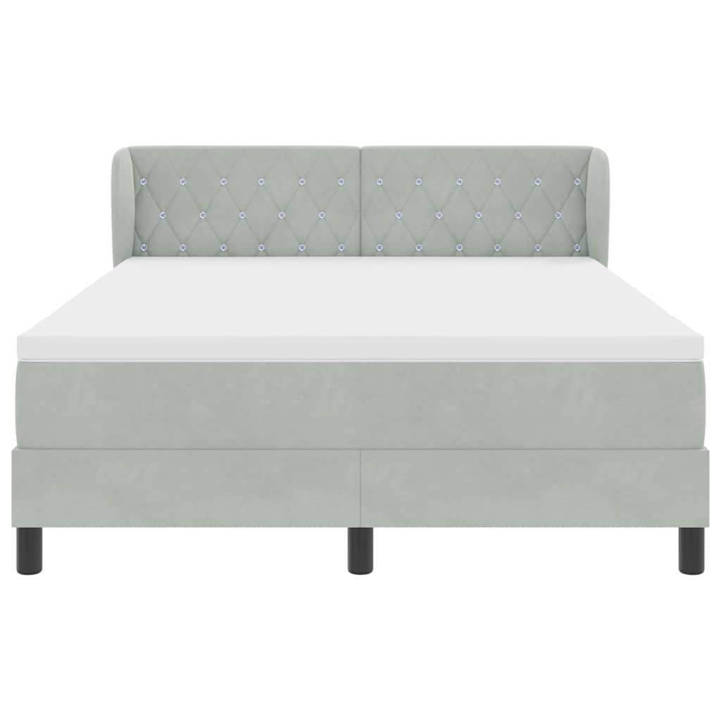Boxspringbett mit Matratze Hellgrau 140 x 190 cm Samt