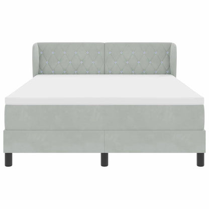 Boxspringbett mit Matratze Hellgrau 140 x 190 cm Samt