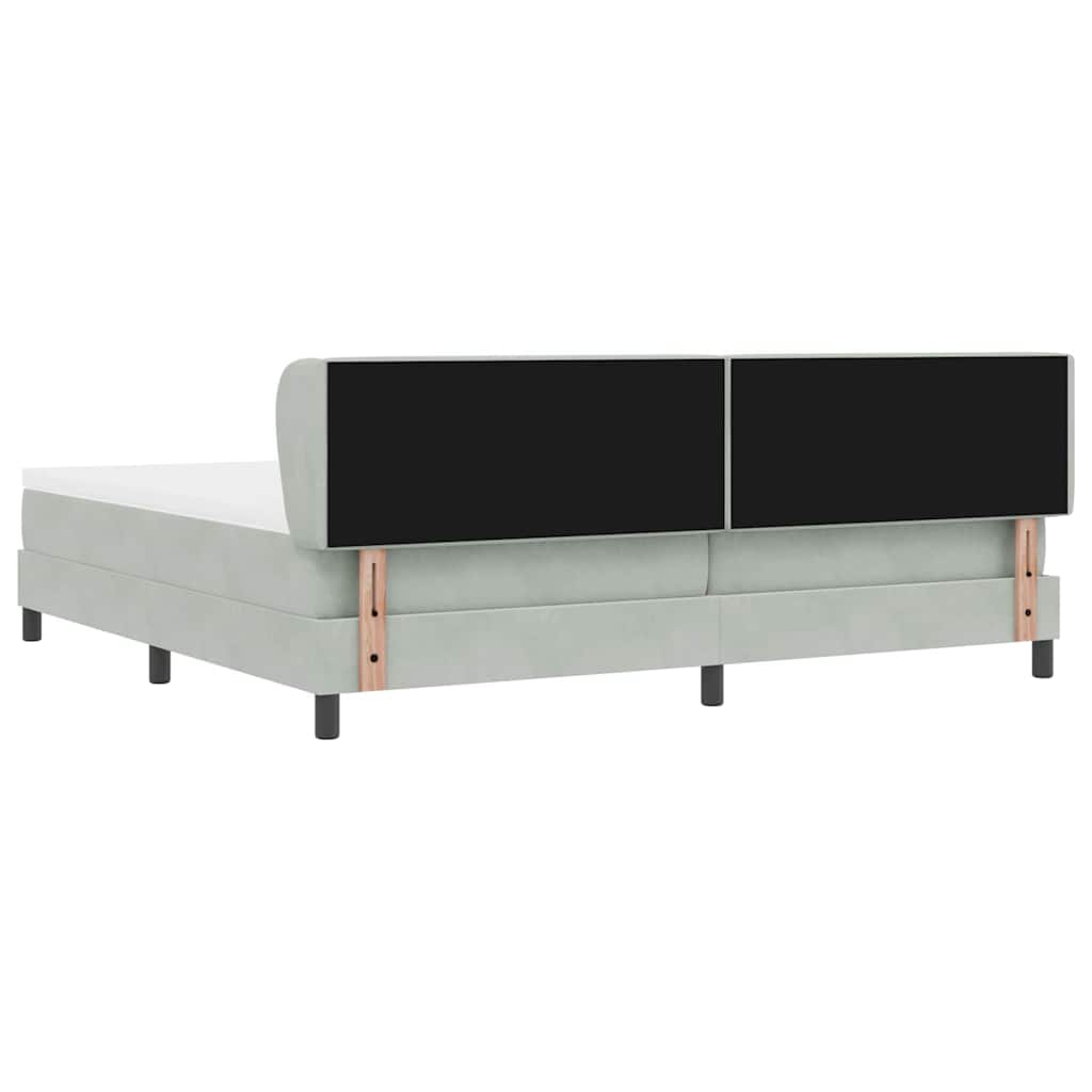 Boxspringbett mit Matratze Hellgrau 200 x 200 cm Samt