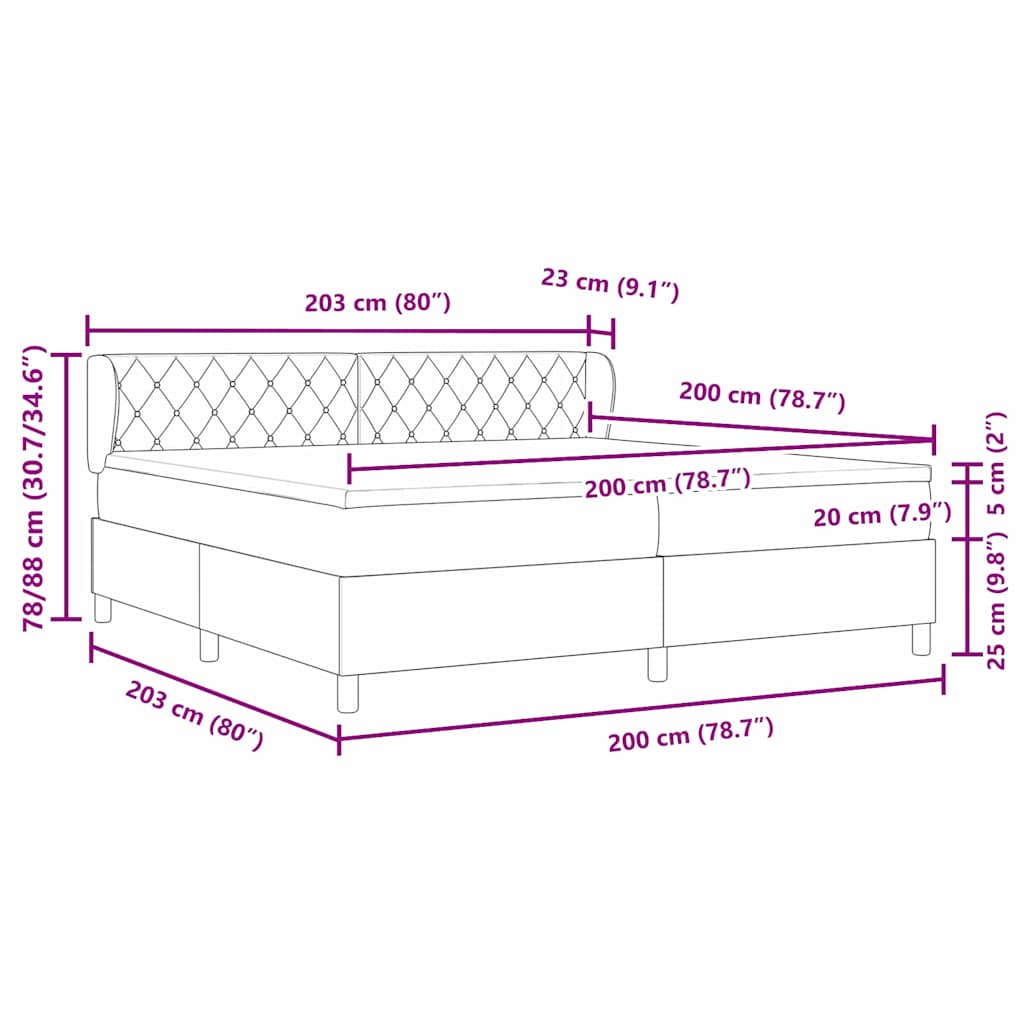 Boxspringbett mit Matratze Hellgrau 200 x 200 cm Samt