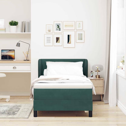 vidaXL Boxspringbett mit Matratze Dunkelgrün 80 x 200 cm Samt