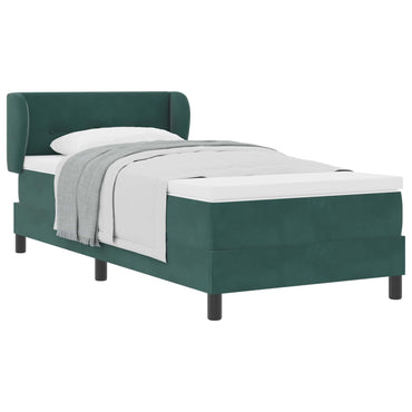 vidaXL Boxspringbett mit Matratze Dunkelgrün 80 x 200 cm Samt