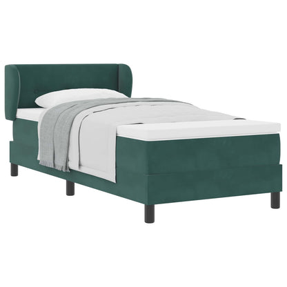 vidaXL Boxspringbett mit Matratze Dunkelgrün 80 x 200 cm Samt