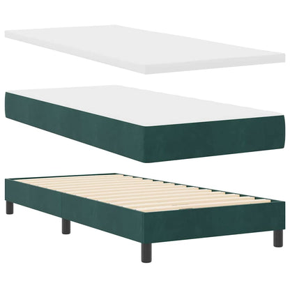 vidaXL Boxspringbett mit Matratze Dunkelgrün 80 x 200 cm Samt