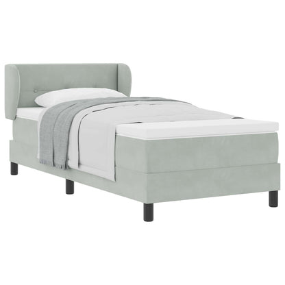 Boxspringbett mit Matratze Hellgrau 90 x 190 cm Samt