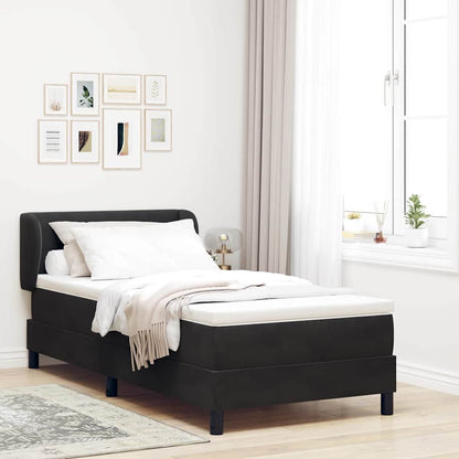 Boxspringbett mit Matratze Schwarz 90 x 190 cm Samt