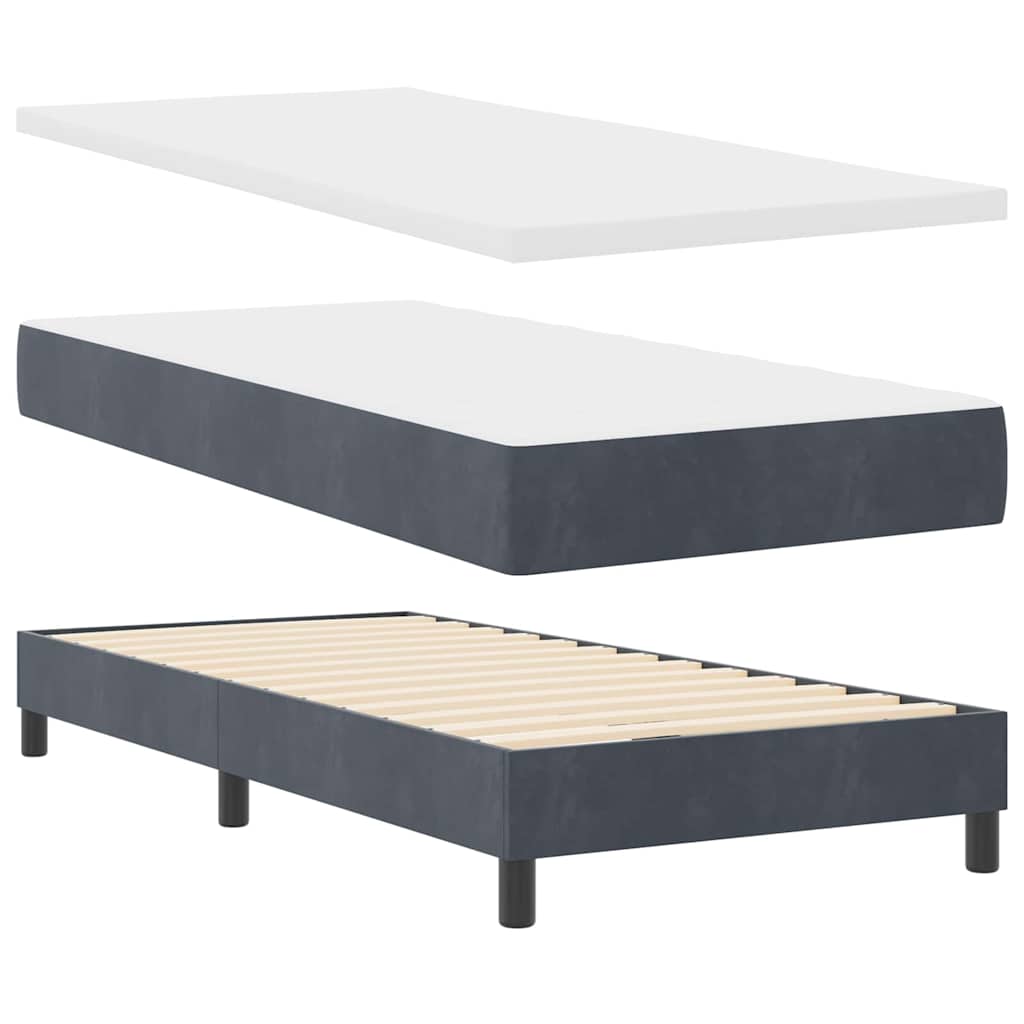 Boxspringbett mit Matratze Dunkelgrau 90 x 200 cm Samt