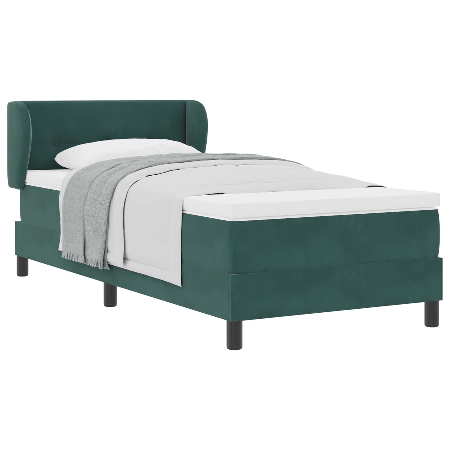 vidaXL Boxspringbett mit Matratze Dunkelgrün 100 x 200 cm Samt