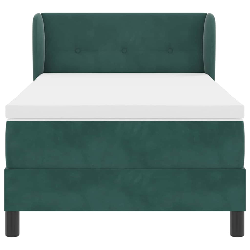 vidaXL Boxspringbett mit Matratze Dunkelgrün 100 x 200 cm Samt