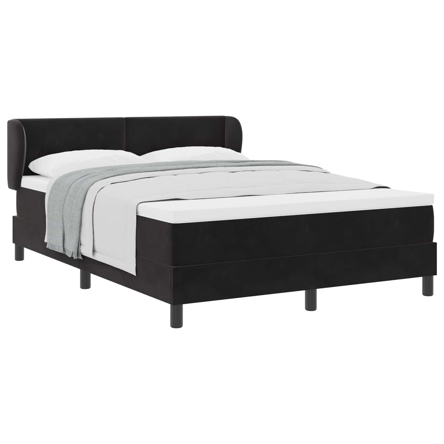 Boxspringbett mit Matratze Schwarz 140 x 200 cm Samt