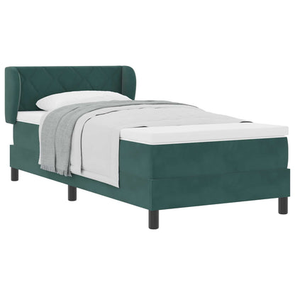 vidaXL Boxspringbett mit Matratze Dunkelgrün 100 x 200 cm Samt